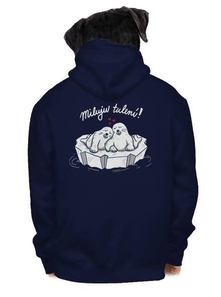 Miluju tulení pánská mikina na zip Navy