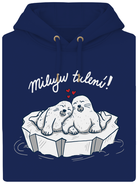 Miluju tulení unisex mikina premium Navy