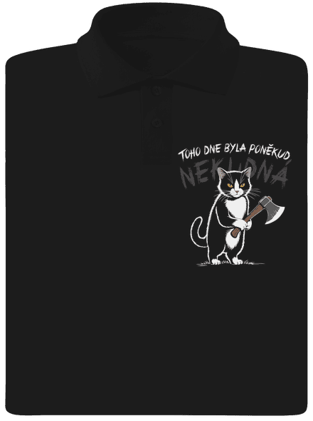 Neklidná kočka pánská polokošile Black