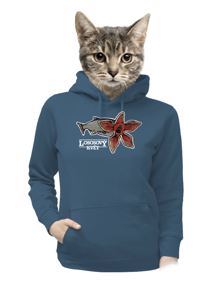 Lososový květ dámská mikina klokanka Denim