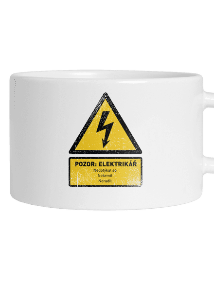 Pozor elektrikář hrnek makronka White