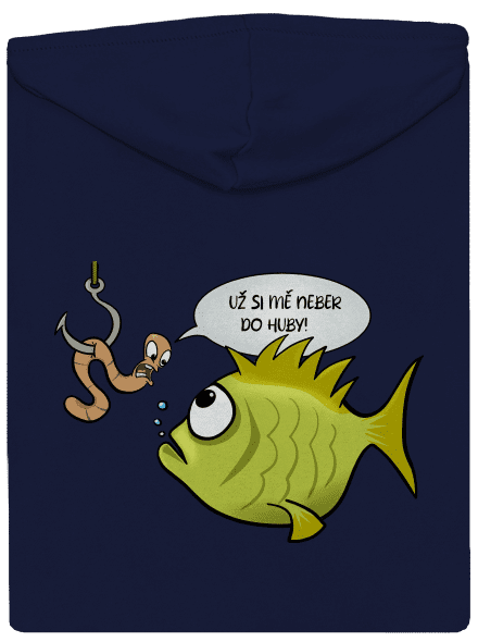 Ryba a žížala pánská mikina na zip Navy