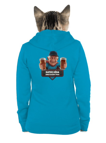 Super děda dámská mikina na zip Blue Atol