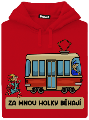 Za mnou holky běhají pánská mikina klokanka Red