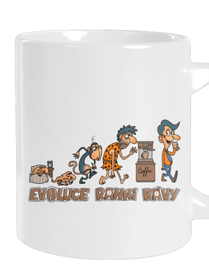 Evoluce ranní kávy velký hrnek White