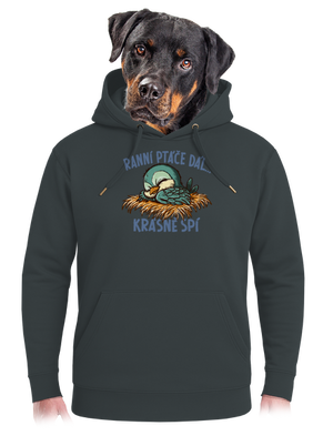 Ranní ptáče spí unisex mikina premium Charcoal