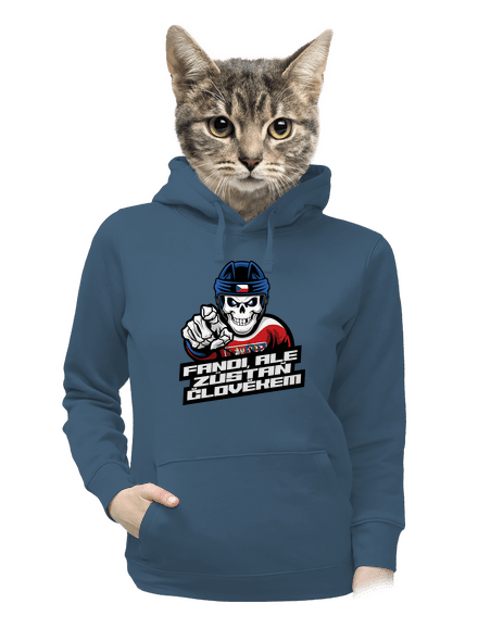 Fandi, ale zůstaň člověkem dámská mikina klokanka Denim