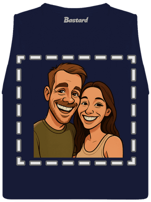 Karikatura z vlastní fotky dámské tílko volné Navy