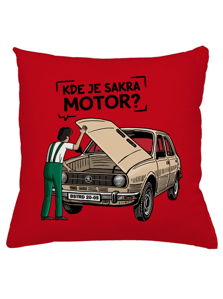 Kde je motor? polštář Red