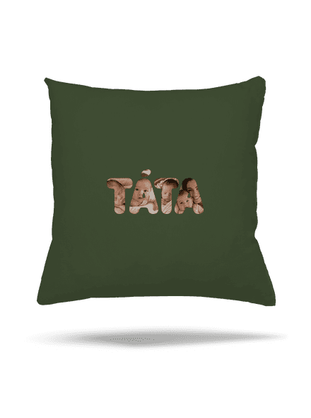 Nápis táta z vlastních fotek polštář Olive Green