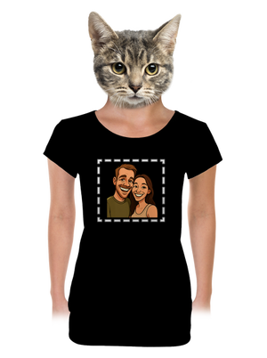 Karikatura z vlastní fotky dámské tričko s lemem Black