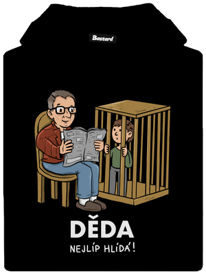 Děda hlídá pánská mikina klokanka Black