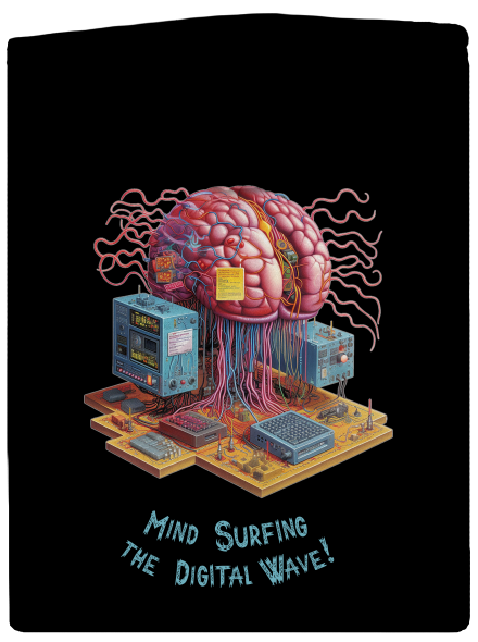 Mind surfing the digital wave dámská mikina na zip Black