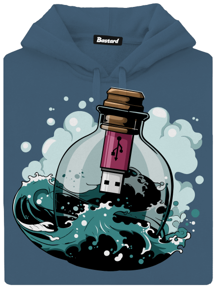 USB vzkaz v láhvi dámská mikina klokanka Denim