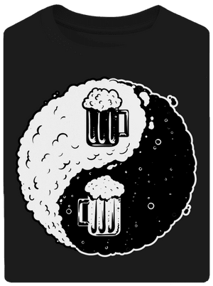 Jin Jang pivo unisex tričko oversized Black
