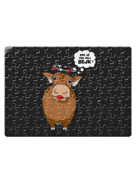 Kráva na pánském tričku puzzle White