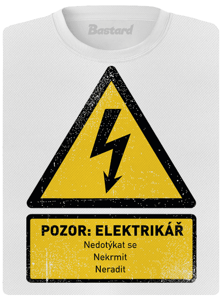Pozor elektrikář dámské sportovní tričko White