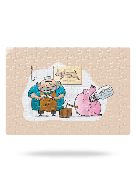 Řezník a prase puzzle White
