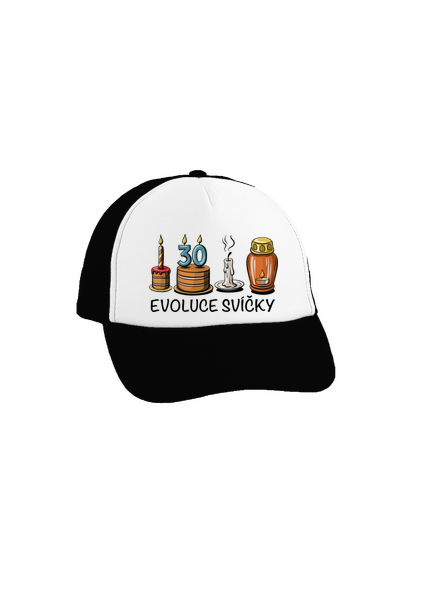 Evoluce svíčky kšiltovka truckerka Black cap