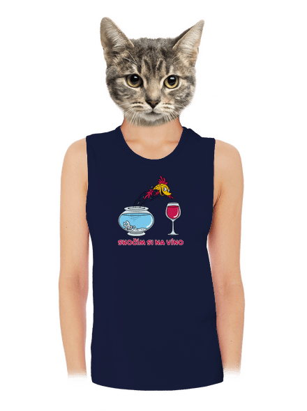 Skočím si na víno dámské tílko volné Navy