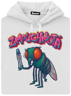 Zmouchnutá dámská mikina klokanka White