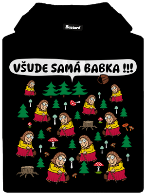 Všude samá babka pánská mikina klokanka Black