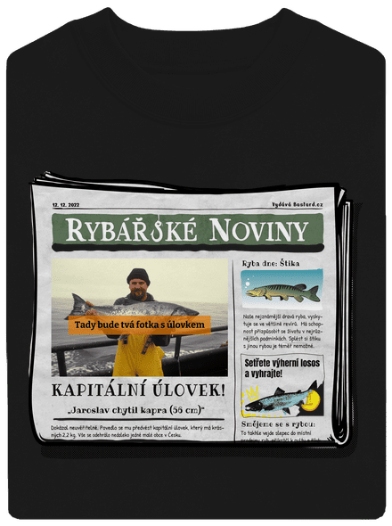 Rybářské noviny unisex mikina bez kapuce Black