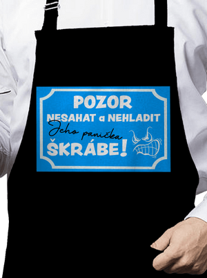 Pozor, nesahat zástěra Black