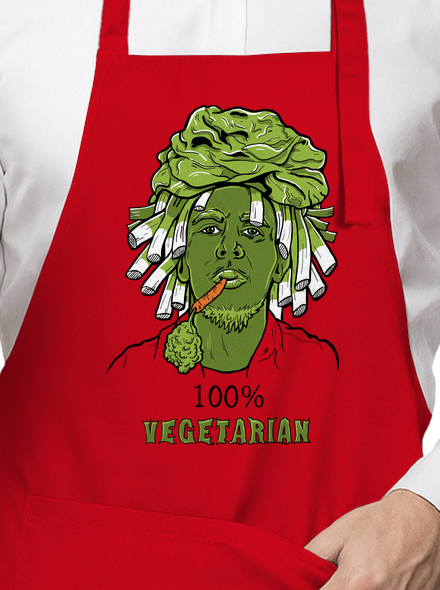100% vegetarián zástěra Red