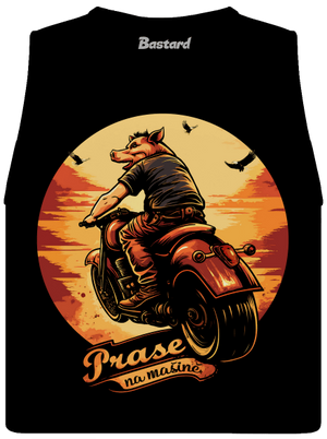 Prase na mašině dámské tílko volné Black