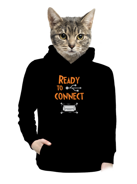 USB připojení dámská mikina klokanka Black