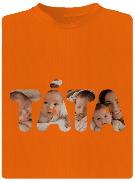 Nápis táta z vlastních fotek pánské sportovní tričko Neon Orange