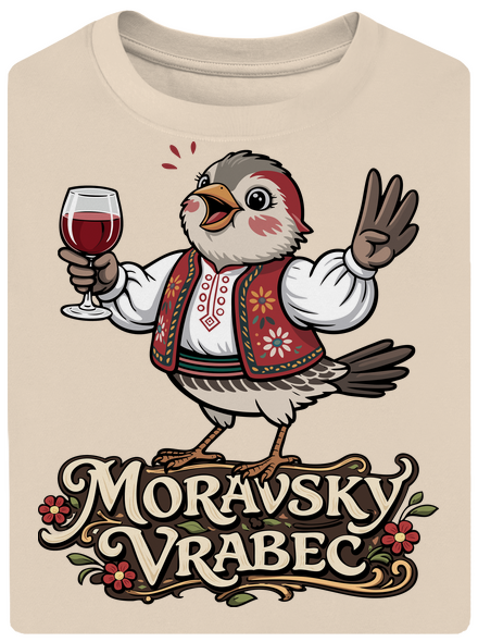 Moravský vrabec unisex tričko oversized Almond