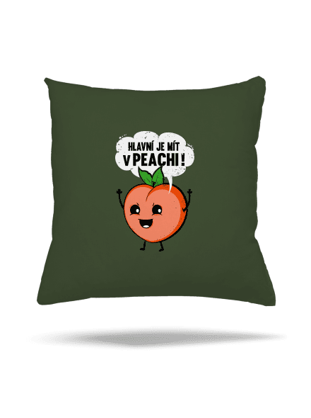 V peachi polštář Olive Green