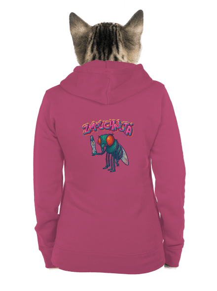 Zmouchnutá dámská mikina na zip Magenta