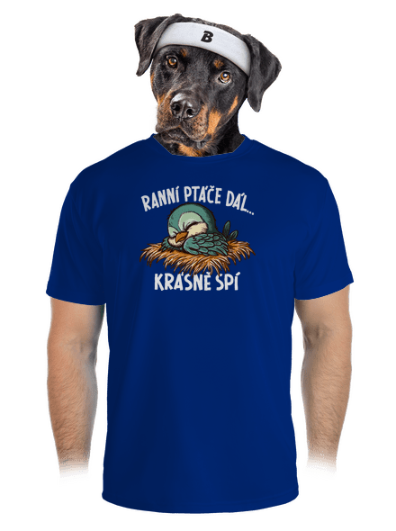 Ranní ptáče spí pánské sportovní tričko Royal Blue Mal