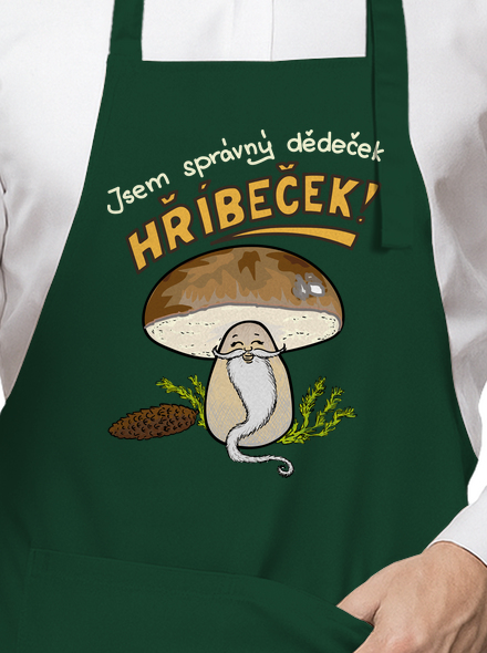Babka a hříbeček zástěra Bottle Green