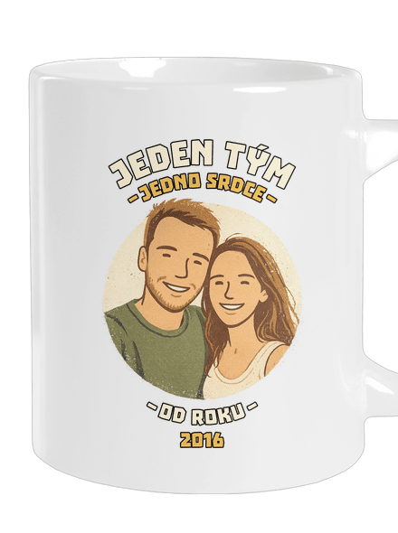 Jeden tým z vlastní fotky velký hrnek White