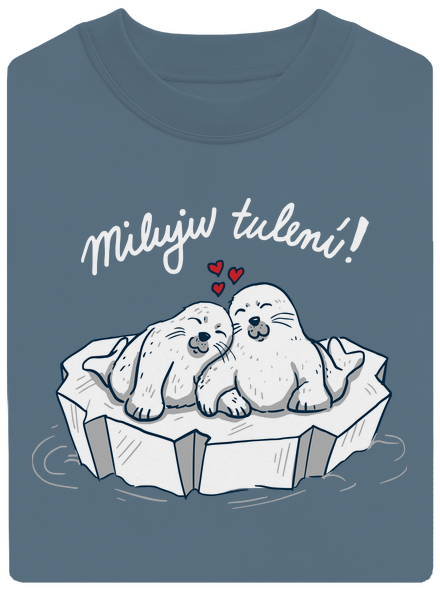 Miluju tulení unisex mikina bez kapuce Nordic Blue