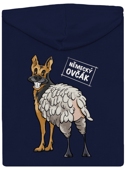 Německý ovčák pánská mikina na zip Navy