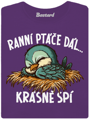 Ranní ptáče spí dámské tričko premium Purple