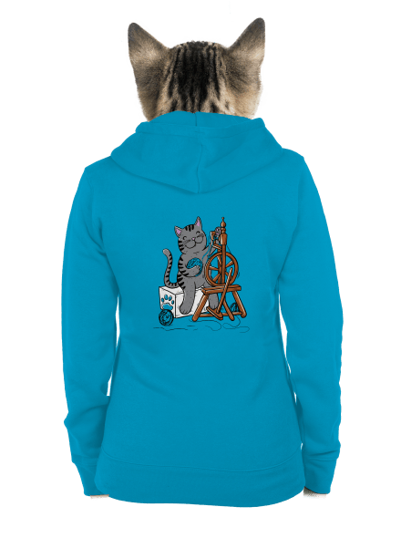 Kočka přede dámská mikina na zip Blue Atol