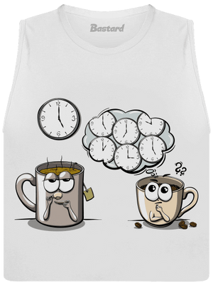 Čaj o páté, káva stále dámské tílko volné White