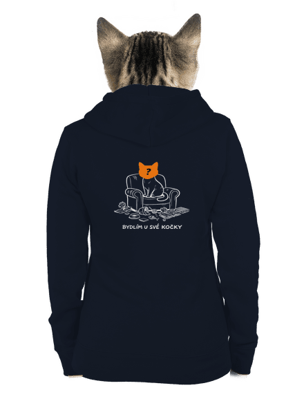 Bydlím u své kočky dámská mikina na zip Navy Mal