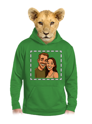 Karikatura z vlastní fotky dětská mikina klokanka Kelly Green AWD