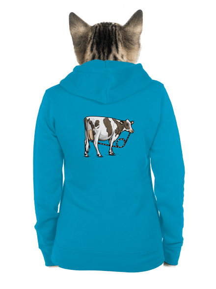 Cow drink dámská mikina na zip Blue Atol