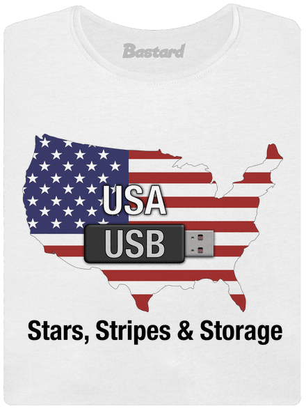 USA a USB dámské tričko s lemem White