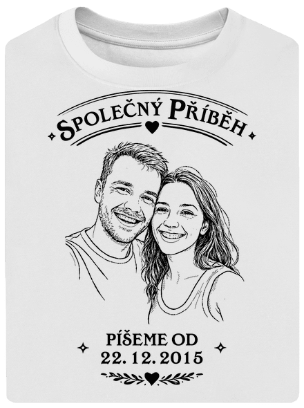 Společný příběh z vlastní fotky unisex tričko oversized White