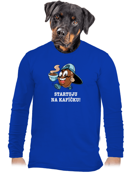 Startuju na kafíčku pánské dlouhý rukáv Royal Blue