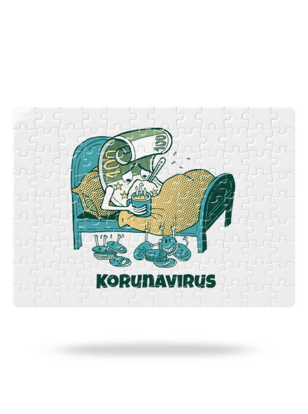 Korunavirus v posteli puzzle White